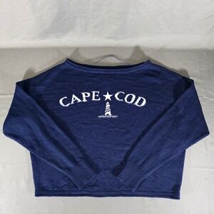 Wild Fable Cape Cod Lighthouse Knit Sweater Navy Blue Women Medium NWT
